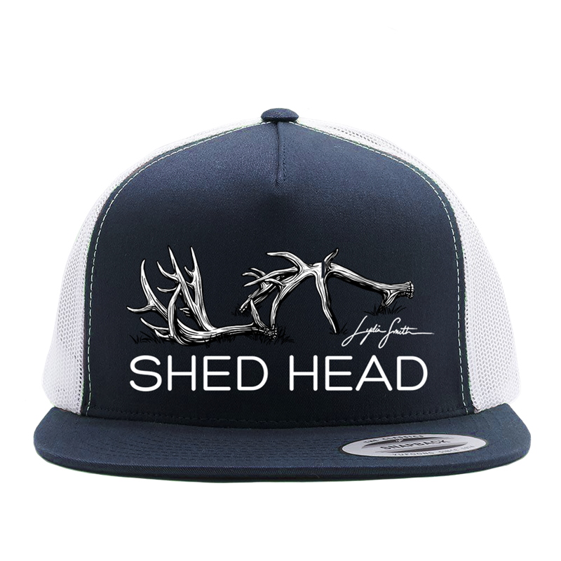 Navy & White Shed Head Flat Brim Deer Hat